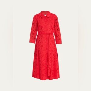 Carolina Herrera Red Broderie-Anglaise Dress
